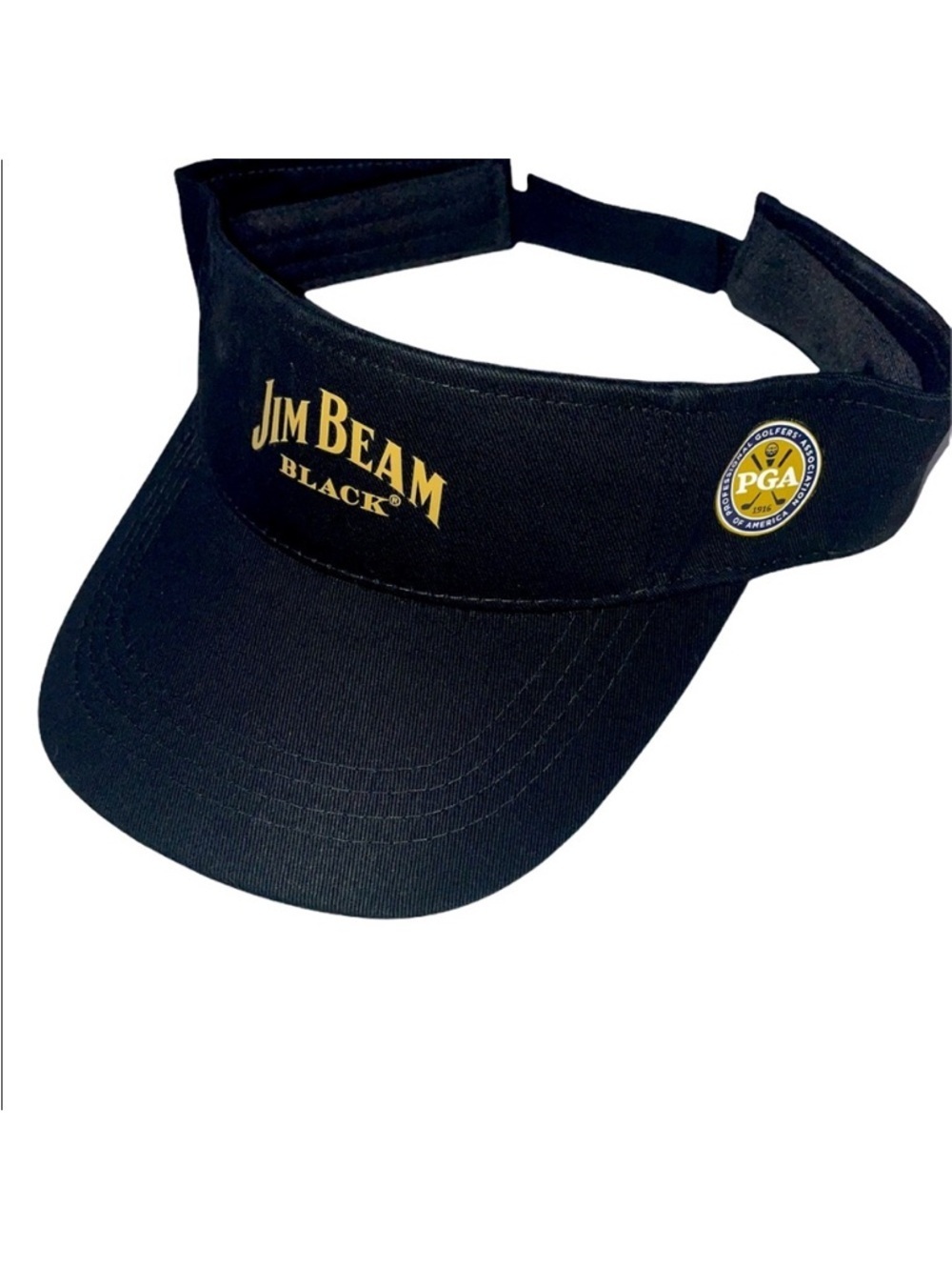Jim Beam PGA Golf Visor Cap Hat Adjustable Black & Gold Adult Unisex One Size